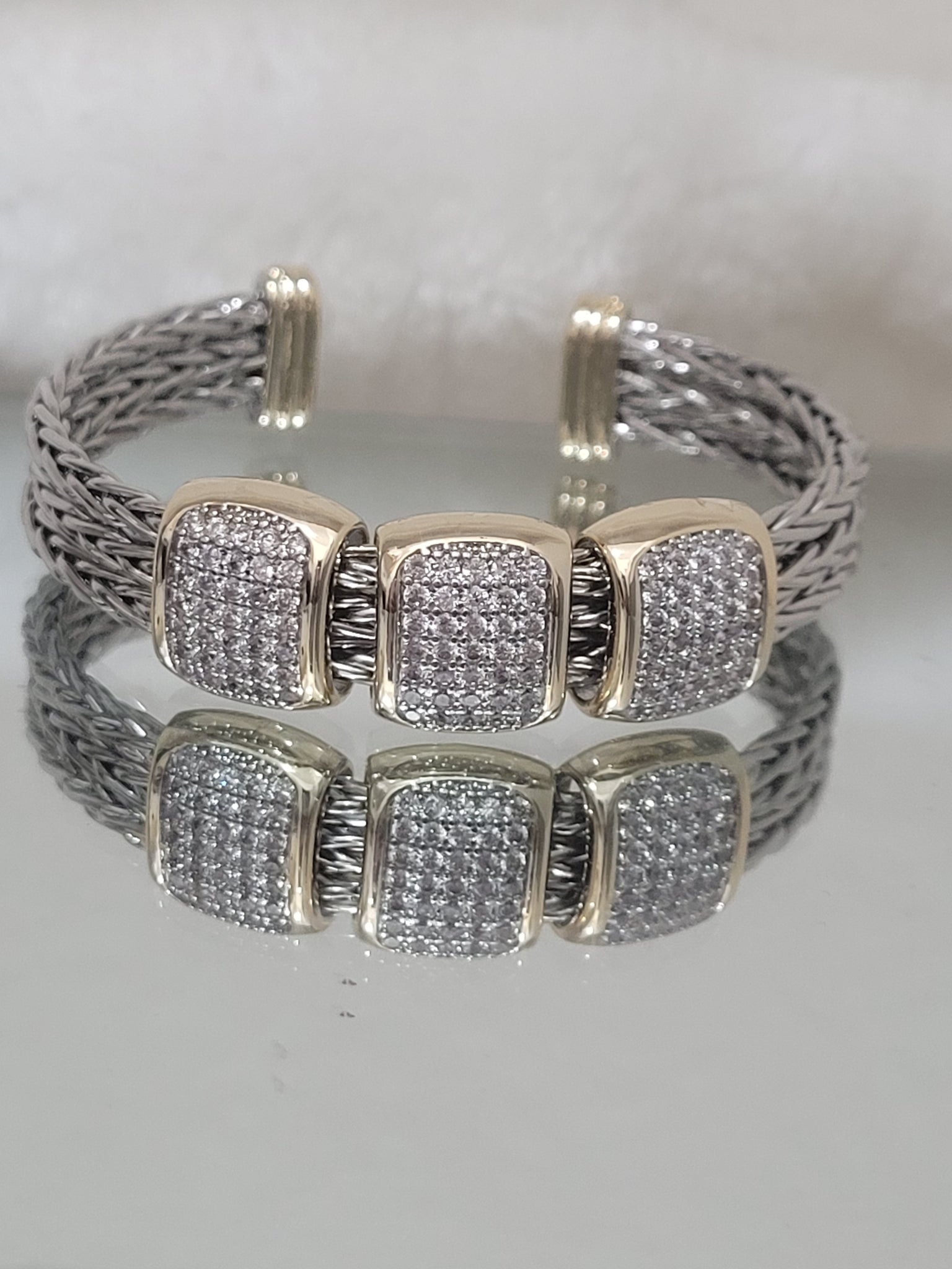 Duo tone Silver and Gold High Fashion Cable Bracelet