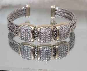 Duo tone Silver and Gold High Fashion Cable Bracelet