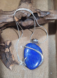 Natural Lapis Lazuli Stone Wrapped in Sterling Silver