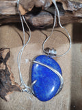 Natural Lapis Lazuli Stone Wrapped in Sterling Silver