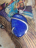 Natural Lapis Lazuli Stone Wrapped in Sterling Silver