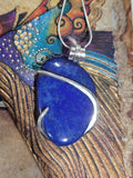 Natural Lapis Lazuli Stone Wrapped in Sterling Silver