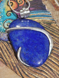 Natural Lapis Lazuli Stone Wrapped in Sterling Silver