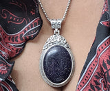 Large Oval Shaped Blue Goldstone Pendant