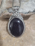 Large Oval Shaped Blue Goldstone Pendant