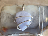 Blue Lace Agate & Sterling Silver Natural Stone Pendant