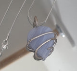 Blue Lace Agate & Sterling Silver Natural Stone Pendant