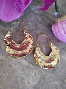 Crescent Hammered Texture Hoop Earrings