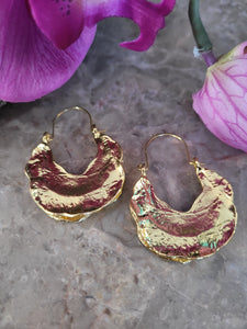 Crescent Hammered Texture Hoop Earrings