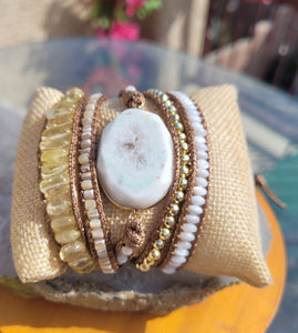 White Agate 5 Layer Wrap Bracelet