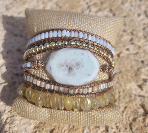 White Agate 5 Layer Wrap Bracelet