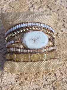 White Agate 5 Layer Wrap Bracelet