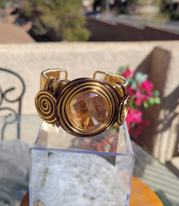 Black and Gold Wire Mystic Topaz Crystal Cuff