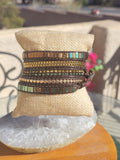 Unisex mixed Metallic Bead and Crystal 5 layer Wrap Bracelet.