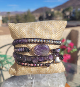 Amethyst Small Stone 5 layer Wrap Bracelet