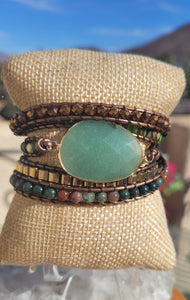 Jade Green Aventurine 5 layer wrap bracelet