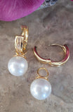 Large size convertible Faux Pearl & Crystal Hoop Earrings