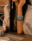 Crazy Lace Blue Agate Gemstone Wrap Bracelet