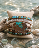 Ocean Jasper & Aqua gemstone wrap bracelet