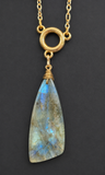 Simple Irregular shaped Labradorite stone Necklace, minimalist natural stone necklace