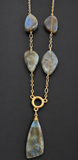 Simple Irregular shaped Labradorite stone Necklace, minimalist natural stone necklace
