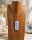 Long Rectangular Blue Lace Agate, natural stone necklace