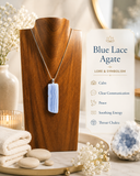 Long Rectangular Blue Lace Agate, natural stone necklace