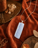 Long Rectangular Blue Lace Agate, natural stone necklace