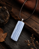 Long Rectangular Blue Lace Agate, natural stone necklace