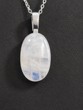 Large Oval Shape Rainbow Moonstone Necklace