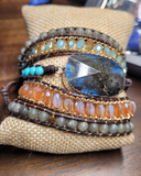 Flashy Blue Labradorite Natural Stone Wrap Bracelet