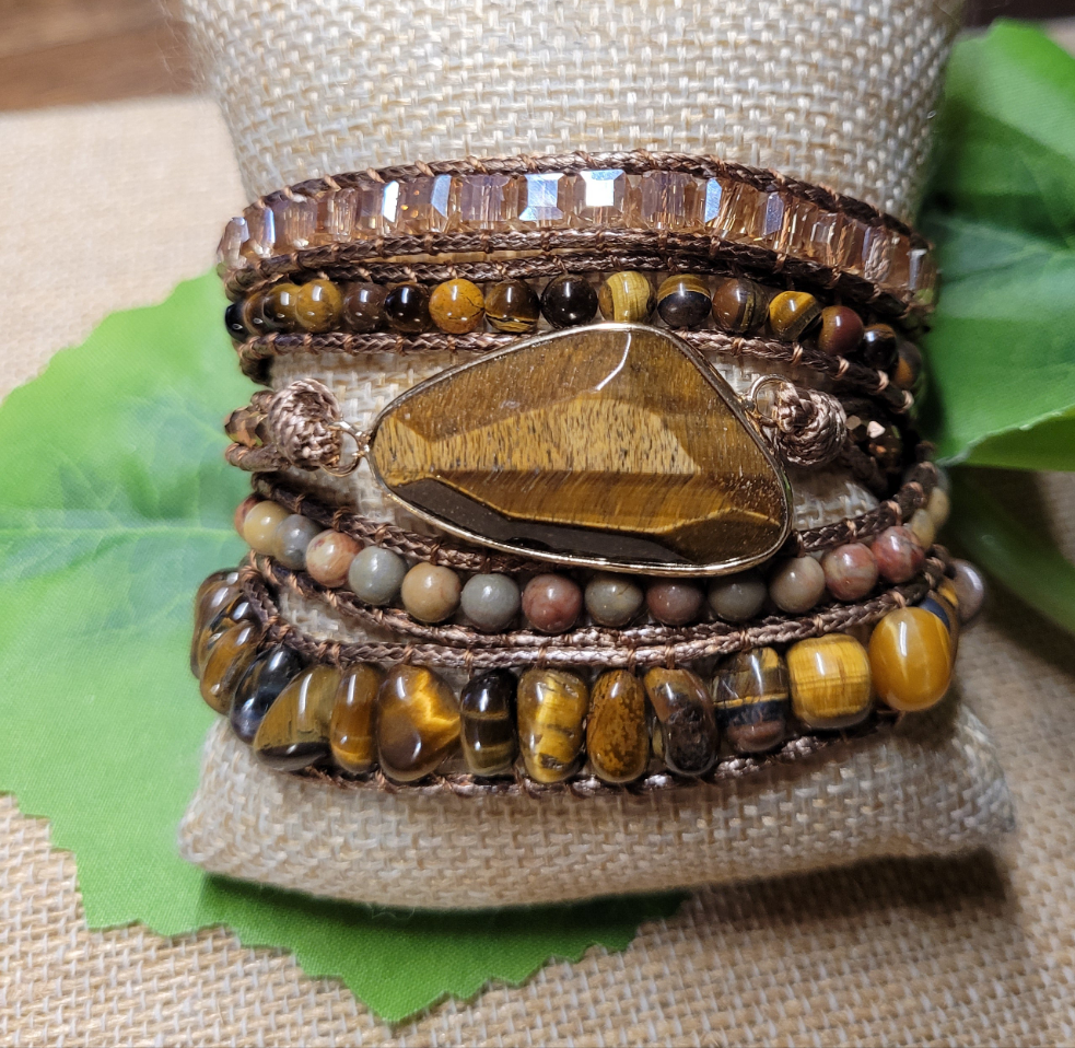 Tigerseye Natural Stone Wrap Bracelet