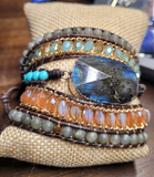 Flashy Blue Labradorite Natural Stone Wrap Bracelet