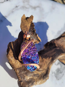 Rainbow Aura Titanium Oval Copper Wrap