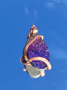 Rainbow Aura Titanium Oval Copper Wrap