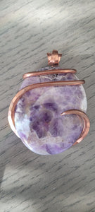 Oval Amethyst Natural Stone Pendant - Copper