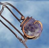 Oval Amethyst Natural Stone Pendant - Copper