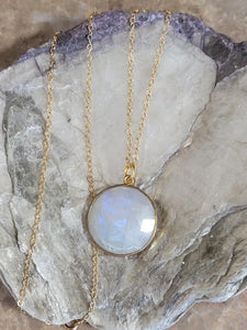 Minimalist Rainbow Moonstone Necklace