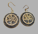 Hematite and Crystal Tree of Life Earrings