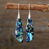 Sea Sediment Jasper Teardrop Earrings-Blue/Black