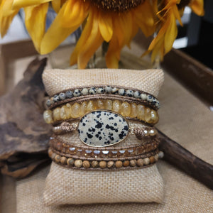 Dalmatian Jasper Natural Stone Wrap Bracelet