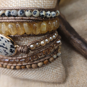 Dalmatian Jasper Natural Stone Wrap Bracelet