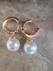 Large size convertible Faux Pearl & Crystal Hoop Earrings