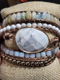 White Howlite Natural Stone Boho Style Wrap Bracelet