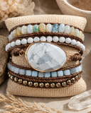 White Howlite Natural Stone Boho Style Wrap Bracelet