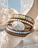 White Howlite Natural Stone Boho Style Wrap Bracelet