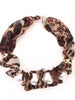 Cheetah Print Scarf Necklace with Oversized Pearl Accents.