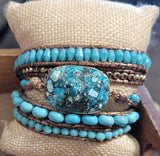 Turquoise Magnesite Natural Stone Wrap Bracelet