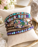 Colorful Mosaic Natural Stone Boho Style 5 Wrap Bracelet