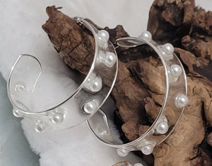 Unique Pearl embedded Lucite Hoop earrings